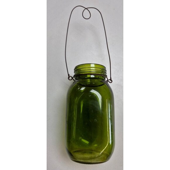 Vintage Green Glass Jar With Wire Handle - Picture 6 of 7